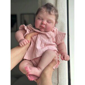 🆕19inch Soft Cloth Body Newborn Baby Poseable Limbs Peaches Girl with Clothes